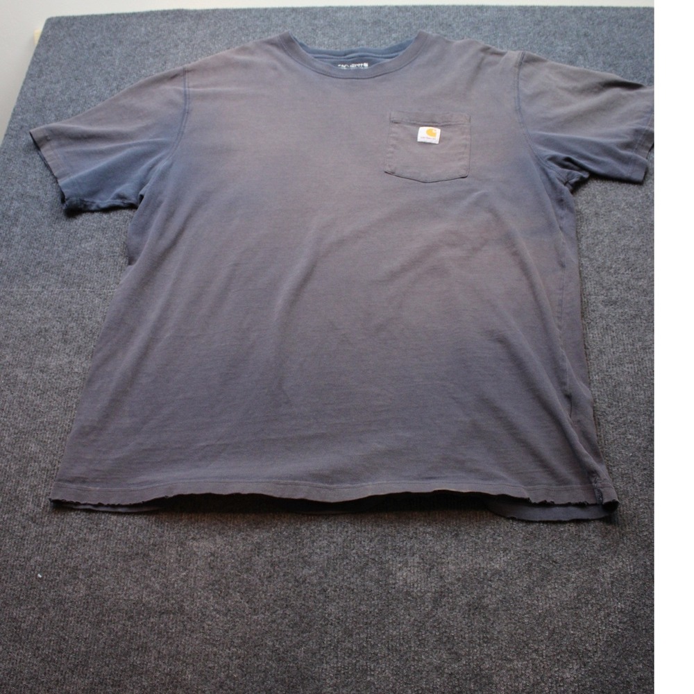 Carhartt Mens Short Sleeve Pocket T-Shirt Faded Navy Blue Distressed Size XL